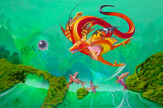 Asia XXX Fire Dragon Handfinished Print